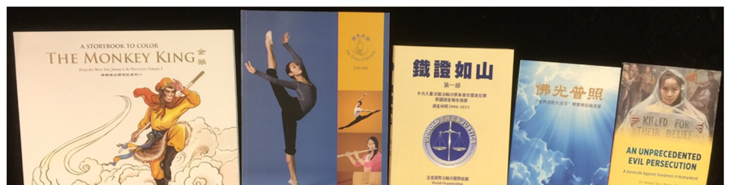 Sample member-organization publications from the Rallity network — books, journals, and program books in English and Chinese on a dark surface.